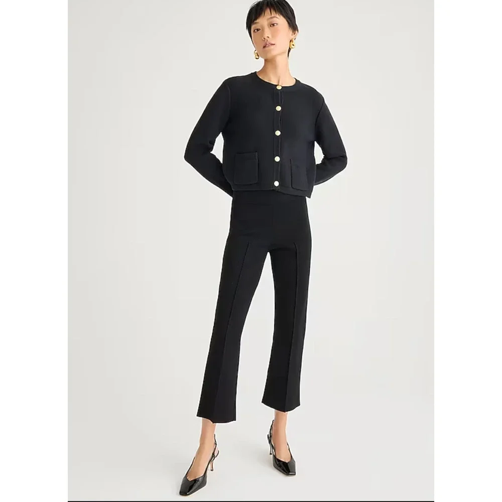 J Crew Demi Boot Ponte Crop Pants 6 Black NWOT J.Crew BL701 Academia Prep